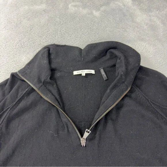Helmut Lang Men's Size XL 100% Wool 1/4 Black Zip Up Jacket with Italian Yarn - Picture 4 of 12